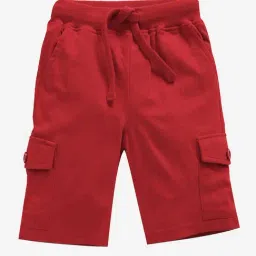 Kiddopanti Kids Red Solid Cargo Shorts-picture-33