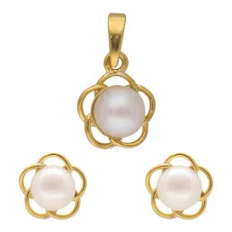 Sri Jagdamba Pearls 92.5 Sterling Silver Pendant & Earring Set for Women-image-47