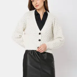 Vero Moda Light Beige Textured Cardigan-image-44