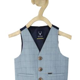 Allen Solly Kids Blue Checks Waistcoat-image-67