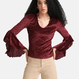Kazo Maroon Animal Print Top-image-15