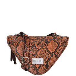 KLEIO Tan Textured Medium Sling Handbag-10