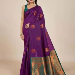 SHANVIKA Purple Woven Design Saree with Unstitched Blouse-picture-32