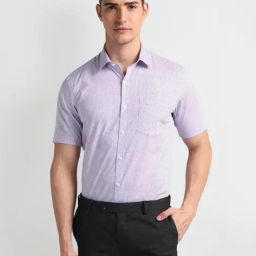 Arrow Purple Cotton Regular Fit Checks Shirt-image-34