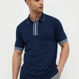 Code By Lifestyle Blue Regular Fit Polo T-Shirt-image-73
