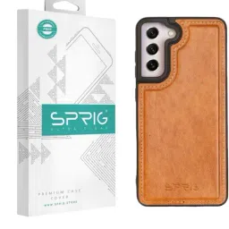 Sprig Glossy Leather Back Cover for Samsung Galaxy S22 5G (Brown)-image-39