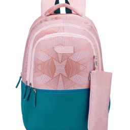 LAVIE SPORT Coral & Green Printed Large Backpack With Pouch-37