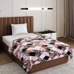 Monte Carlo Fuzzy Brown Polyester Printed 240 GSM Single Blanket-31