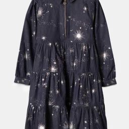 Angel & Rocket Kids Blue Cotton Printed Full Sleeves Dress-image-3