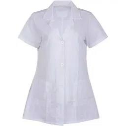 Youth Robe Cap Sleeve White Cotton Polyester Blend Lab Coat for Women (Size M)-34