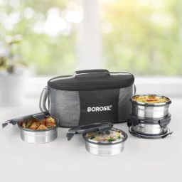 Borosil Grey Stainless Steel Lunch Box - Set of 4-image-7