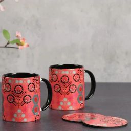 India Circus By Krshna Mehta Multi Printed Coasters with Mugs-48