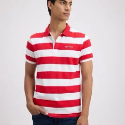Pepe Jeans Red & White Regular Fit Striped Polo T-Shirt-18