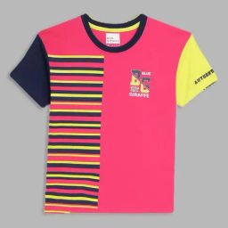 Blue Giraffe Boys Multicolor Cotton Color Block T-Shirt-image-44