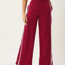FEMEA Maroon Cotton Blend Stripes Trackpants-picture-34