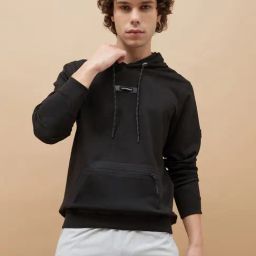 Kappa Black Regular Fit Hooded Sweatshirt-image-33