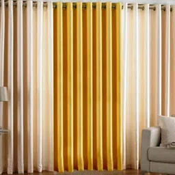 213 cm (7 ft) Polyester Semi Transparent Door Curtain (Pack Of 3) (Plain, Multicolor)-image-85