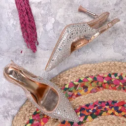 Jove Embellished PU Party Stiletto Pumps-21