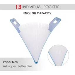 POLEN Vertical Fullscape Expanding File Folder With 13 Chain Pocket Polypropylene Blue image 3