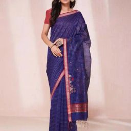 Fabindia Navy Woven Saree-image-27