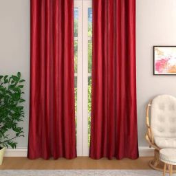 Romee Red Polyester Solid Curtains and Sheers-image-35