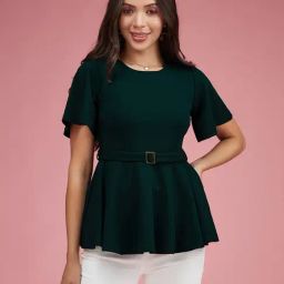 Miss Chase Green Slim Fit Peplum Top-image-80