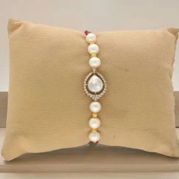 Sri Jagdamba Pearls Natural Cubic Zirconia Pearl Rakhi for Brother-15