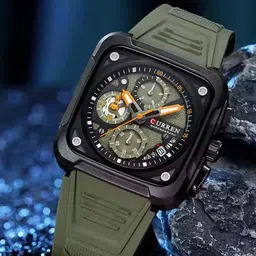 Curren Men Brass Embellished Dial & Straps Analogue Watch CR-8461-Green-picture-33