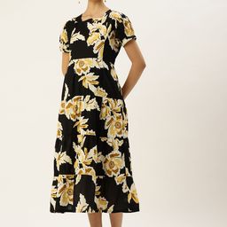 Nejo Floral Print Puff Sleeve Maternity Pure Cotton A-Line Midi Dress-image-36