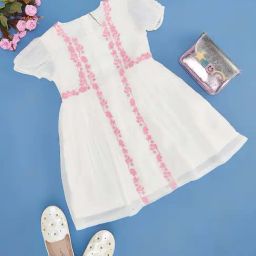 Pantaloons Junior Kids White Embroidered Dress-image-42