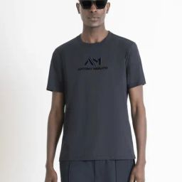Antony Morato Blue Cotton Regular Fit Printed T-Shirt-image-37