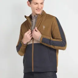 U.S. Polo Assn. Denim Co. Brown & Navy Regular Fit Colour Block Jacket-image-35