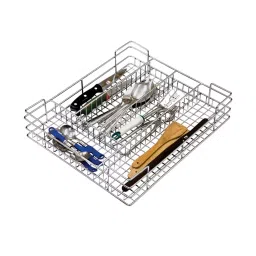 Olive Pearl Series 370x385x100 mm SS.202 Grade Stainless Steel Wire Base Perforated Cutlery Basket, 141 004 001 0-image-52