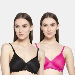 AROUSY Black & Pink Cotton Self Pattern T-Shirt Bra - Pack Of 2-picture-25