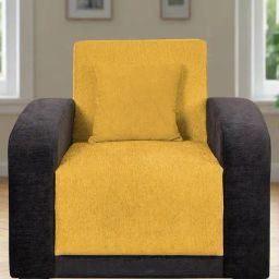 Febonic Bold Yellow Neem Wood Alex 1 Seater Sofa-46