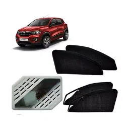 Auto Pearl Car Zipper Magnetic Sun Shades (Set of 4 Pcs) with Free Car Air Freshener for Kwid-39