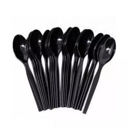 Generic Disposable Plastic Spoon Good Quality Black (Pack of 100 Pcs)-12