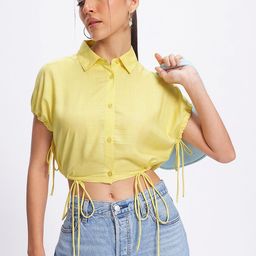 glitchez Crop Knots Tie-Up Waist Shirt Style Top-image-46