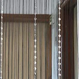 PINDIA Black & Silver Self Design Sheer Long Door Curtain-image-97
