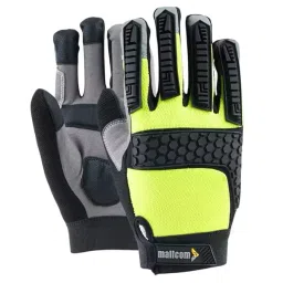 Mallcom PU, Latex & Fabric Multiple Resistance Black & Green Safety Glove Size XL for Multipurpose, MACH 23-picture-30