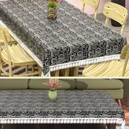 Aura Black Set of 2 Floral Plastic 6-Seater Table Cover-image-15