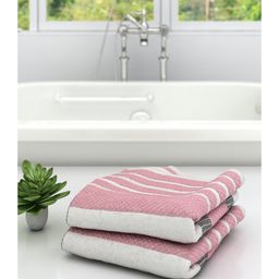 Athom Living 100% Premium Cotton Bath Towel Diamond Flower Print Pack Of 2 - Pink-image-33