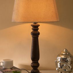 Homesake Mabel Antique Black Wood Table Lamp With Shade - Brown-27