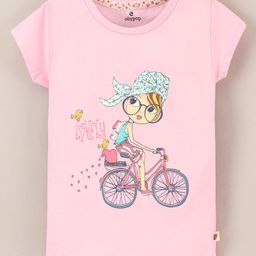 Ollypop Cotton Short Sleeves Top Girl Print - Pink-picture-9