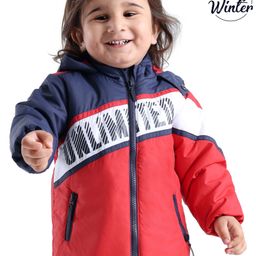 Babyoye Full Sleeves Color Blocked Hooded Quilted Jacket - Red-image-89