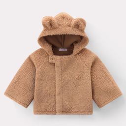 Kookie Kids Full Sleeves Solid Colored Hoodie with Ear Applique - Brown-image-95