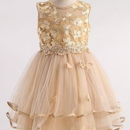 Mark & Mia Sleeveless Frock Floral Applique - Yellow Golden-image-98