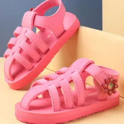 Cute Walk by Babyhug  Sandals with Velcro Closure & Floral  Applique - Pink-picture-6