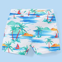 Babyhug Tropical Printed Swimming Trunk - White-image-16
