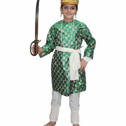 Kaku Fancy Dresses Shivaji Maharaj National Hero Freedom Fighter Republic Day & Independence Day Theme Costume Set - Green-image-33